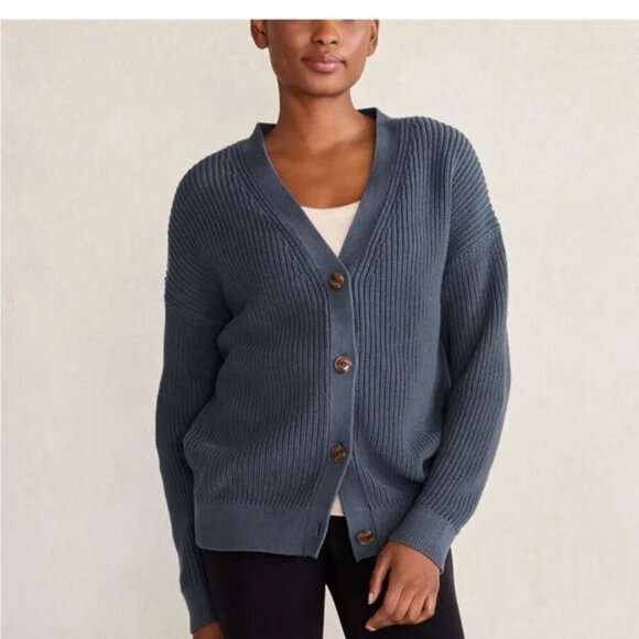 Haven Well Within 100% Cashmere Raglan Cardigan Women's Blue size large NWOT - Picture 1 of 12